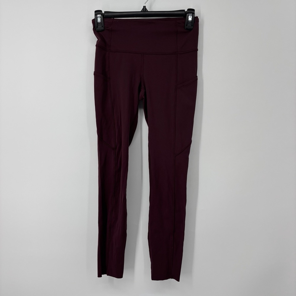 Lululemon Fast‎ Free Leggings 25" Maroon Womens Size 4 Pockets Running Athletic